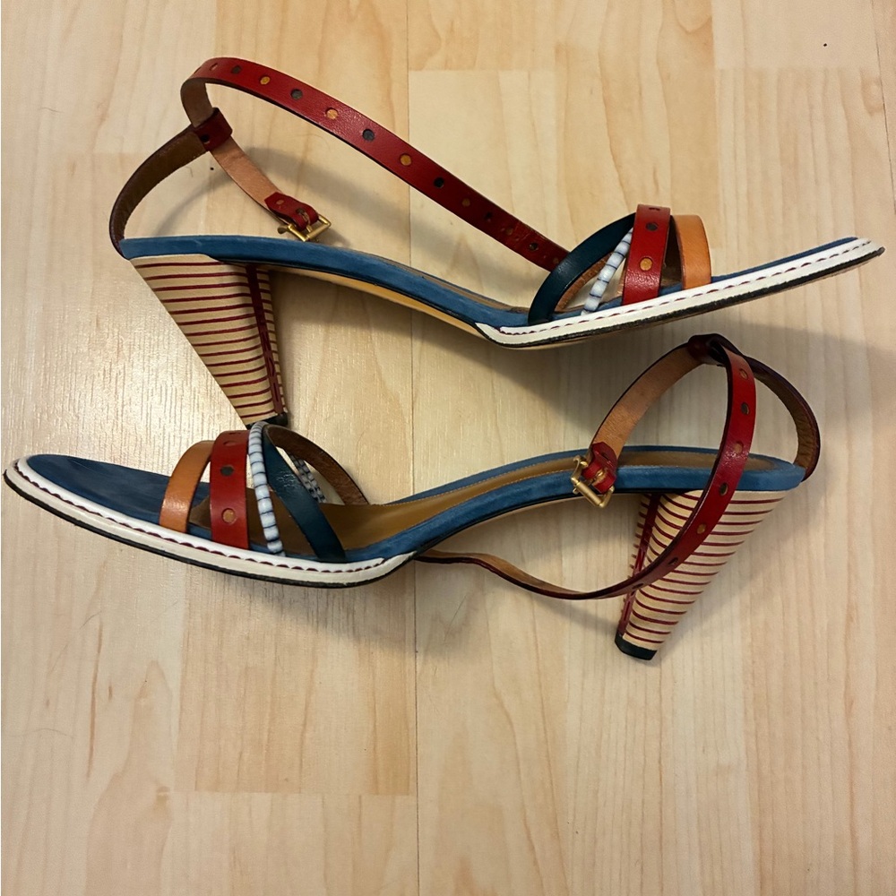 VINTAGE Fendi Multicolor Colorblock Strappy Sandals Heels IT 39.5 Fits US 9. - Picture 10 of 12